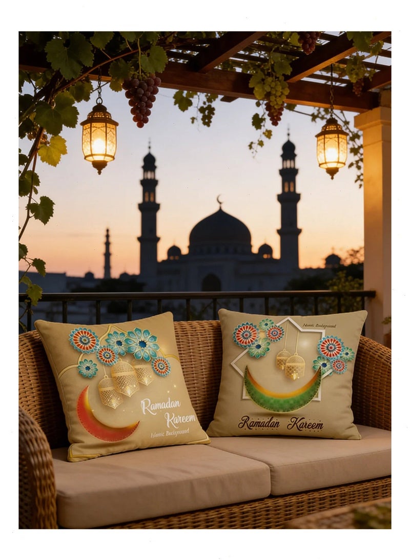 Yoawllty Ramadan Pillow Covers, 4 PCS Ramadan Decorations Pillow Cases, Ramadan Islamic Printed Cushion Cover for Home Living Room, Sofa Decoration Pillowcase(45cm * 45cm) - Image 2
